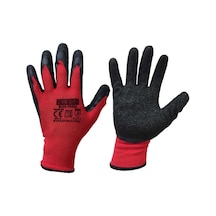 Glove Kırmızı Siyah Lateks Tırtıklı Iş Eldiveni