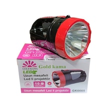 Gold Uzun Mesafeli Ledli Şarjlı El Feneri Gk6665 Kamp, Avcı, Balıkçı Feneri, Çadır Lambası Siyah