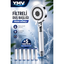 Ymv Filtreli Duş Başlığı Yüksek Basınçlı Banyo Başlığı Kireç Ve Klor Azaltıcı 5 Yedek Filtreli Su Tasarruflu Krom