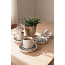 Keramika Timeless Green Stackable Çay Takımı 8 Parça 4 Kişilik 21975 Krem