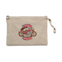 Custom motorcycle Krem Clutch Astarlı Cüzdan / El Çantası Krem