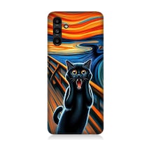 Samsung Galaxy A13 Uyumlu Çığlık Atan Siyah Kedi Desenli Silikon Kılıf Çok Renkli