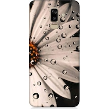 Samsung Galaxy J8 Uyumlu Papatya Ve Su Damlaları Desenli Silikon Kılıf