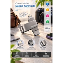 Lightning Type C Destekli 128gb Taşınabilir Usb Flash Bellek Fotoğraf Video Ve Dosya Aktarımı