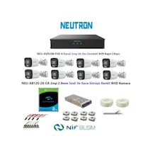 Neutron 2mp 8 Kameralı Gece Renkli Sesli Dış Ortam Ahd Full Kamera Seti 2tb Neu-ab120-28-ca