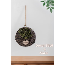 Porsima 2065-1 Kahve Dekoratif Çok Amaçlı Saksılık Hasır Modelli Saksı Çiçeklik