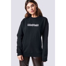 Legen Dary Baskılı Siyah Kadın Sweatshirt