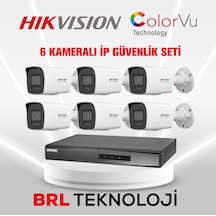 Hikvision 6 Kameralı 4 Mp Colorvu İp Güvenlik Kamera Seti Ds-2cd1047g2h-lıuf Dahili Mikrofonlu