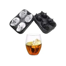 Ganzhoushop Tepsi Siyah Silikon Küpü Kafatası Desenli Huni Esnek Buz Kalıbı Ambition 3d 2'li Paket - Yo Siyah