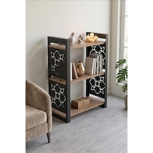 85 Cm 3 Katlı Endüstriyel Kitaplık, Konsol, Çiçeklik, Çok Amaçlı Raf 2810 Atlantik Çam - Siyah