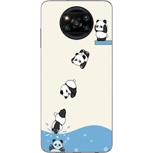 Poco X3 Uyumlu Yüzen Pandalar Baskılı Silikon Kılıf Renkli