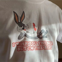 Unisex Oversize Bugs Bunny Tshirt Beyaz