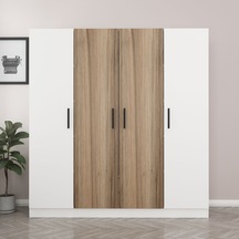 Kale 4 Kapaklı 2 Çekmeceli - Dolap - Beyaz/dore 190cm Çok Renkli