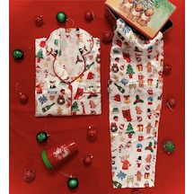 Mh Moony Homewears Saten Yeniyıl Heyecanı Krem