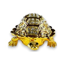 Taşlı Dekoratif Kaplumbağa Biblo Metal Gövde, Gold / Yeşil / Kırmızı Renk Seçenekli 10x6 CM 727677799