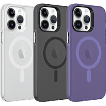 Apple Uyumlu iPhone 14 Pro  Zore Magsafe Şarj Özellikli Buzlu Transparan C-pro Sert Kılıf-derin Mor Derin Mor