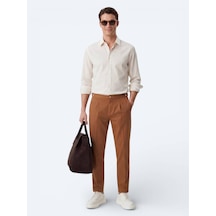 Kip Safran Çizgili Regular Fit Dokuma Casual Gömlek Sarı