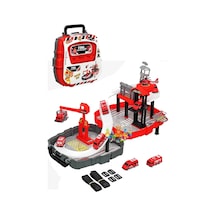 Sırt Çantalı Oyuncak İtfaiye Garaj Oyun Seti Taşınabilir Pist