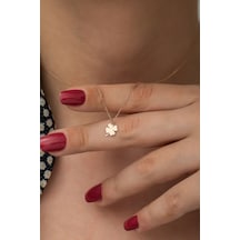 Papatya Silver 925 Ayar Rose Altın Kaplama Gümüş Yonca Kolye