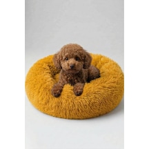 United Colors Of Benetton Bntmkt-0012-or Uzun Kürklü Donut Kedi&köpek Yatağı Turuncu 55 Cm