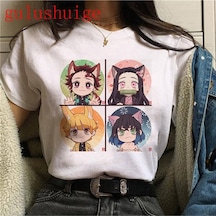 Noıssey Kırmızı Etiket Galashop Kimetsu No Yaiba Komik Karikatür T-shirt Mod79 17953 Beyaz