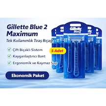 Jilet Blue 2 Maximum Tek Kullanımlık Tıraş Bıçağı 5 Adet Ekonomik Paket