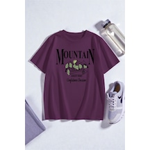 Uyguntarz Unisex Montain Baskılı T-shirt Mor