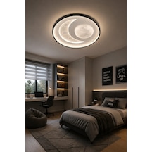 Modern Premium Ay Ve Dolunay Desenli Modern Tavan Armatürü Led Beyaz Işık Dekoratif Şık Avize