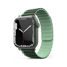 Watch 42mm Mo-wb1 Çift Renk Mıknatıslı Silikon Kordon - Koyu Yeşil-açık Yeşil