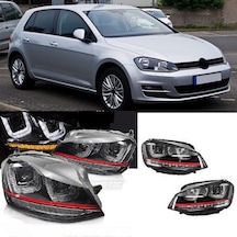 Volksven Golf7 2013-2016 Kırmızı Çift U Ledli Gti Ön Far