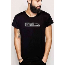 Fotoğraf Makinasının Evrimi Camera Baskılı Siyah Erkek Tshirt