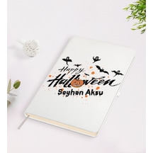 Kişiye Özel Happy Halloween Tasarımlı Beyaz Defter-11 Beyaz