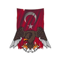 Kartal Türk Bayrağı Sticker Yapıştırma 18Cm