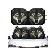 Xuweiwei 1 Adet Wolf Face Araba Rüzgarlık Güneşlik 144x70cm 56x275inç Polyester Kumaş Tüm Araçlar Suv Kamyon Van