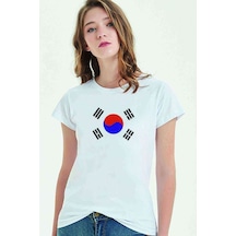Güney Kore South Korea Baskılı Beyaz Kadın Tshirt