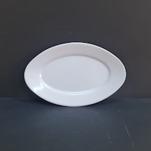 4 Adet Standart Melamin Oval Kayık Tabak Orta Salata Tabağı 30x19 Cm - Beyaz Beyaz