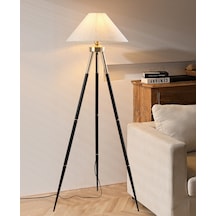 Cosby Siyah-gold Kaplamalı Tripod Metal 3 Ayaklı Lambader Krem