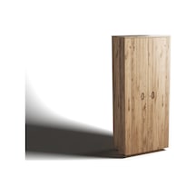 Ahşap 2 Kapaklı Dolap 50x47x190 Cm Şık Ve Kullanışlı Kahverengi