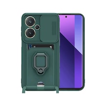 Xiaomi Redmi Note 13 Pro Plus Kılıf Zuma Kartvizitli Yüzüklü Silikon - Yeşil 0.2M-Çok Renkli
