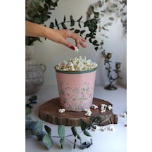 Flora Desenli Mısır Kovası, Popcorn Kovası, 17,5 X 17 Cm, 2,6 Lt