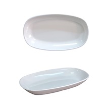 %100 Kırılmaz 4 Adet Melamin Oval Kayık Tabak 24x14 Cm - Beyaz Salata Meze Sos Tabağı Beyaz