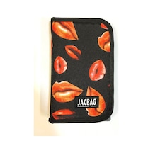 Jacbag Kapaklı Lastikli Kalem Çantası Kırmızı Dudak Jac-23