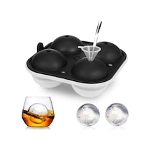 Dinosaurs Beans Three Beans 4 Delik Buz Topu Maker Büyük Küre Kalıp Silikon Buz Küp Tepsileri Viski Buz Topu Kalıp Küre Yuvarlak Siyah Kalıp Ahşap