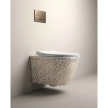Marble Beyaz Bronz Kanalsız Asma Klozet Renkli