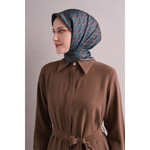 Armine Tivil Saf İpek Eşarp 9604 09 Kahverengi Çizgi Desen