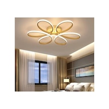 Levent Papatya Model Eskitme Kasa Beyaz Işık Ledli Modern Aydınlatmalı 60 Cm Ledli Avize Gold
