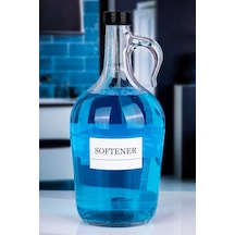 Dekoratif Cam Softener Yumuşatıcı Şişesi 1500 Ml Siyah Kapaklı Şeffaf