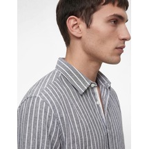 Koton Klasik Yaka Regular Fit Uzun Kollu Pamuklu Çizgili Gömlek Bej Çizgili 6sam60097hw Ekru