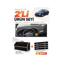 E-biz Kia Shuma 1995-2003 Uyumlu Torpido Örtüsü + Tay Tüyü Bagaj Çantası Seti - Siyah-bej - Kı017