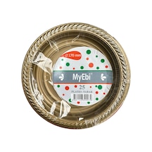 My-ebi Altın Renkli Parti Davet Plastik Tabak - 17 Cm. - 25 Adetlik Paket Altın